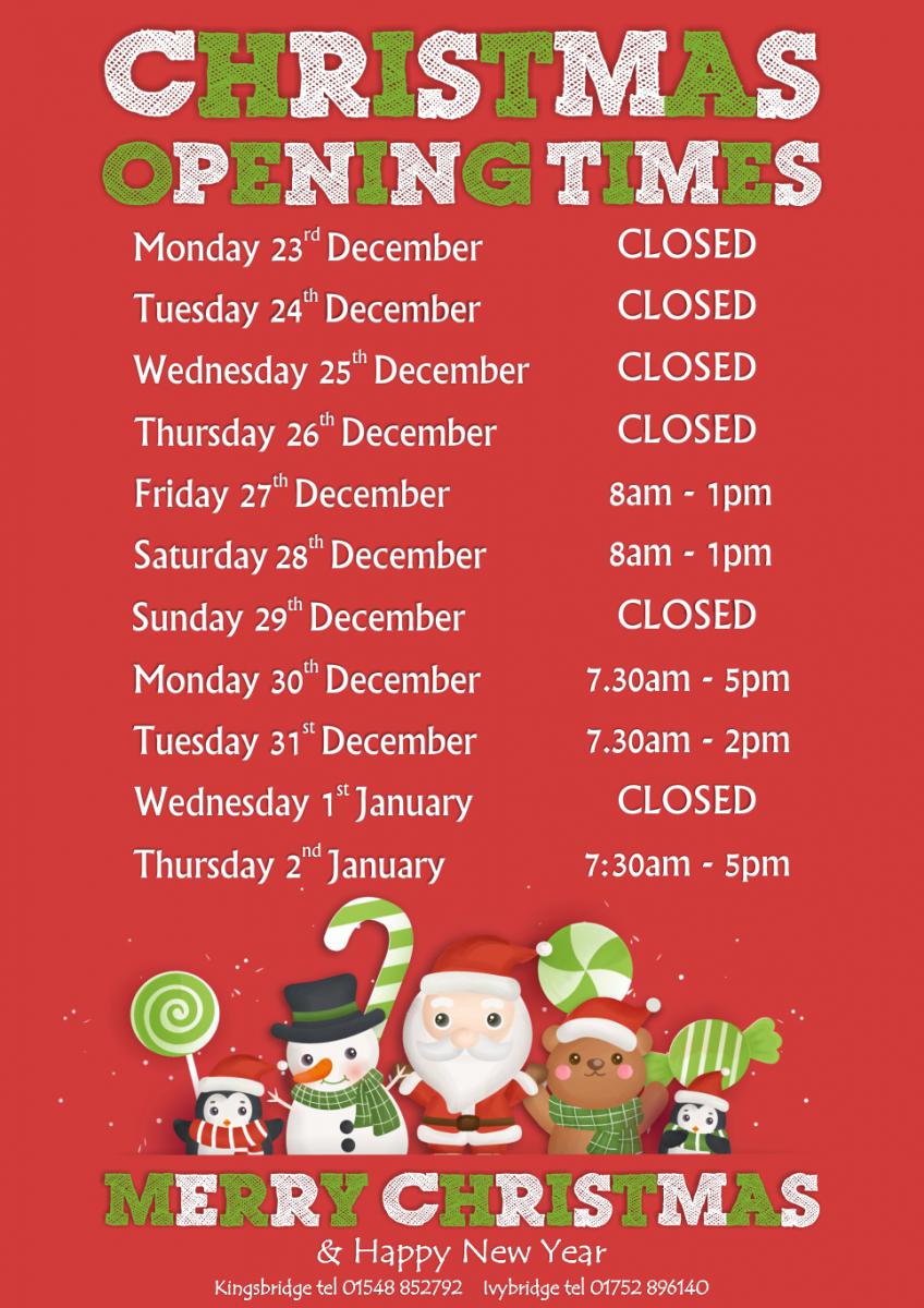 Christmas Opening Hours